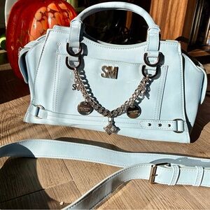 Steve Madden Light Blue Satchel with Chain Detail and Strap